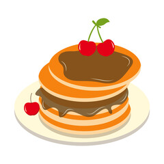 Delicious Pancake Cartoon Illustration. Isolated on White Background. 