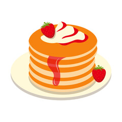 Delicious Pancake Cartoon Illustration. Isolated on White Background. 