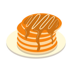 Delicious Pancake Cartoon Illustration. Isolated on White Background. 