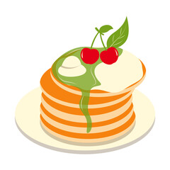 Delicious Pancake Cartoon Illustration. Isolated on White Background. 