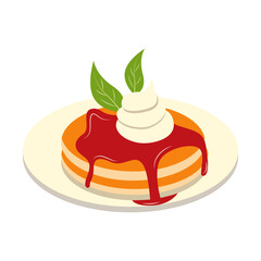 Delicious Pancake Cartoon Illustration. Isolated on White Background. 
