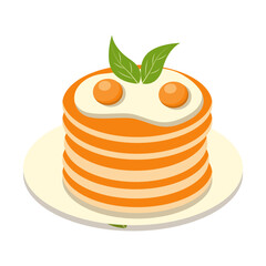 Delicious Pancake Cartoon Illustration. Isolated on White Background. 
