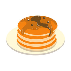 Delicious Pancake Cartoon Illustration. Isolated on White Background. 
