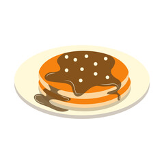 Delicious Pancake Cartoon Illustration. Isolated on White Background. 