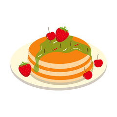 Delicious Pancake Cartoon Illustration. Isolated on White Background. 