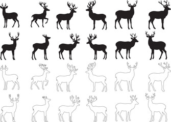 Silhouette Deer set collection