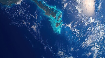 A beautiful view of Earth from space with blue oceans