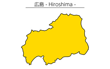 Obraz premium Simple map of Hiroshima prefecture, Japan Region