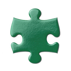 A shiny green puzzle piece with distinct curves and edges, symbolizing problem-solving and connection, Transparent Background.