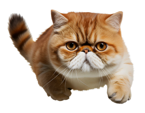 flat nose fat orange cat with serious face