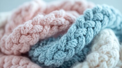 Close-up pastel knitted fabric textures