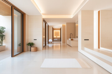 Fototapeta premium High-end luxury home featuring spacious hallways and neutral tones 