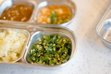 Fresh chopped chili and garlic for add sukiyaki dip sauce. Close up
