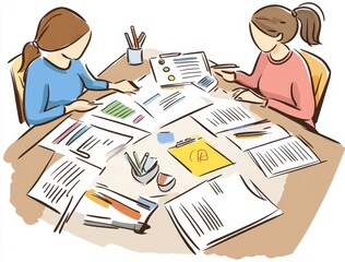 Women Working Together on Documents