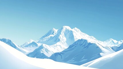 Majestic Snowcapped Mountains Under a Clear Blue Sky