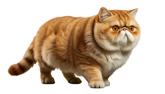 flat-nosed orange cat with a dashing pose