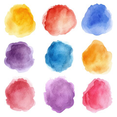 Set of watercolor blobs. Isolated on transparent background.