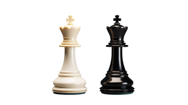 Chess Game Strategy Black and White Queen Pieces