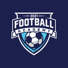 Football Academy Logo Design Template. Soccer Logo or Football Club Sign. Vector Illustration.
