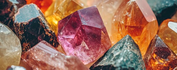 Colorful gemstones arranged artistically for a vibrant display.