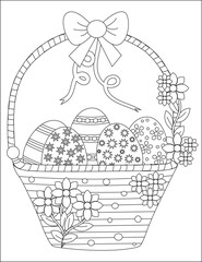 Easter eggs with Basket Coloring book page