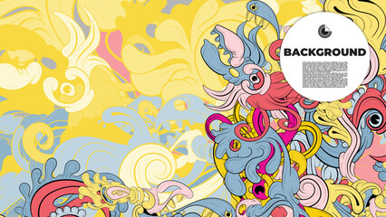 Bright and colorful abstract vector background with unique fractal shapes, perfect for posters, banners, and fabric print projects.