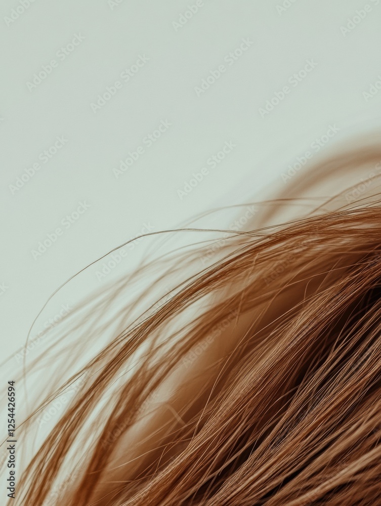 Aufkleber macro view of a broken strand of hair showcasing texture and color in natural light indoors. generat