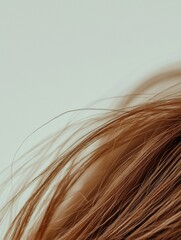 Fototapeta premium Macro view of a broken strand of hair showcasing texture and color in natural light indoors. Generative AI