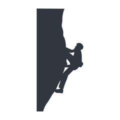 Person Climbing Silhouette on White Background. Vector Illustration