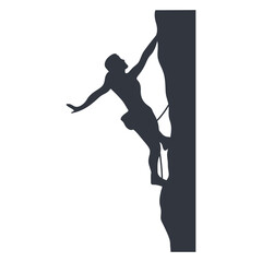 Person Climbing Silhouette on White Background. Vector Illustration