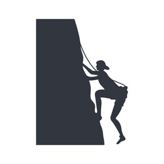 Person Climbing Silhouette on White Background. Vector Illustration
