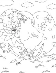 Chick hatching egg easter coloring page vector