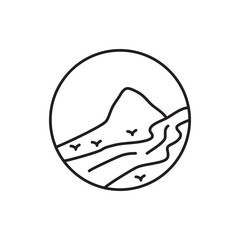Nature, river icon.vector flat black linear illustration for web and app..eps