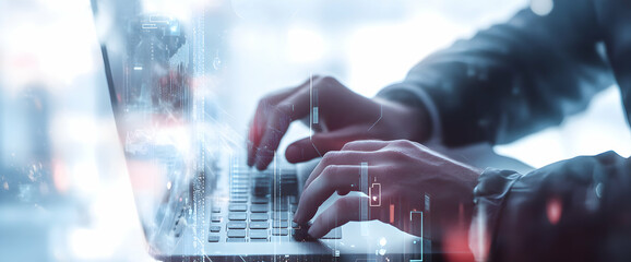 Digital frontier, A developer codes with an abstract overlay of data streams, reflecting the interconnected nature of technology and innovation in the modern world