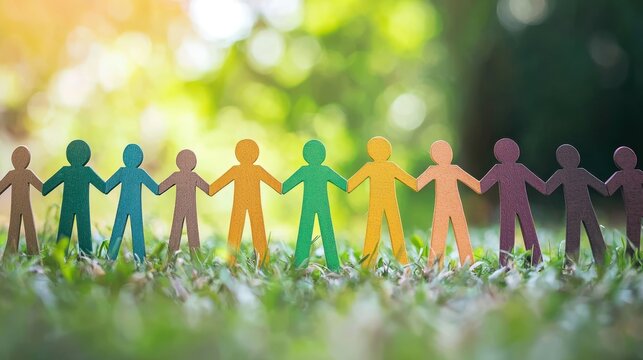 Icons of diverse people linked together representing unity