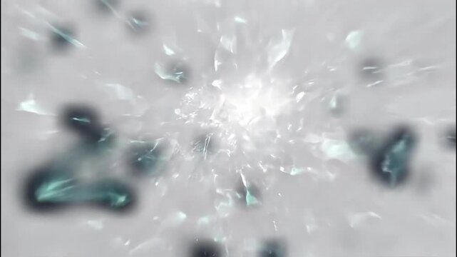 Abstract teal crystal shards floating in a vibrant digital space.
