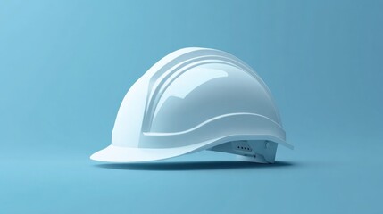 Fototapeta premium White hard hat safety construction blue background