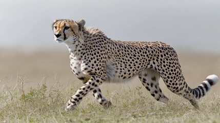 Naklejka premium Cheetah walking savanna grassland wildlife Africa