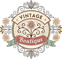 Vintage boutique logo vector with a classic. Generative AI.