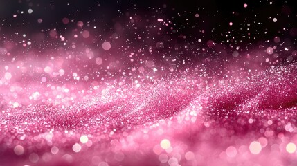 Sparkling pink glitter waves creating a dreamy atmosphere with soft bokeh background effects