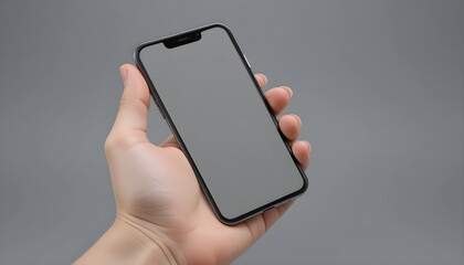 hand holding smart phone mockup on isolated background