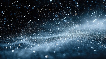 Sparkling particles floating in a dark space, creating a magical, dreamy atmosphere