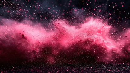 Vibrant pink powder explosion creating dynamic patterns against a dark background, evoking energy