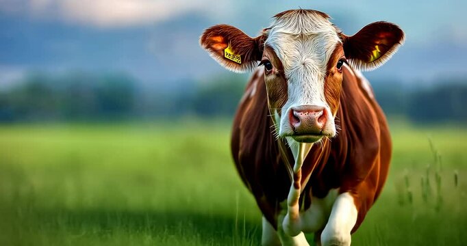 Hereford Cows Grazing on English Farm