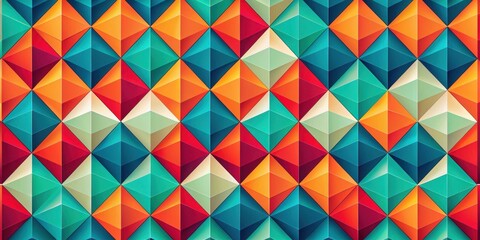 Obraz premium Geometric shapes in vibrant retro colors forming abstract patterns on a minimalist background