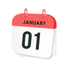 1st January daily calendar icon template. January 1 day calendar design. Single day calendar in vector illustration flat style.