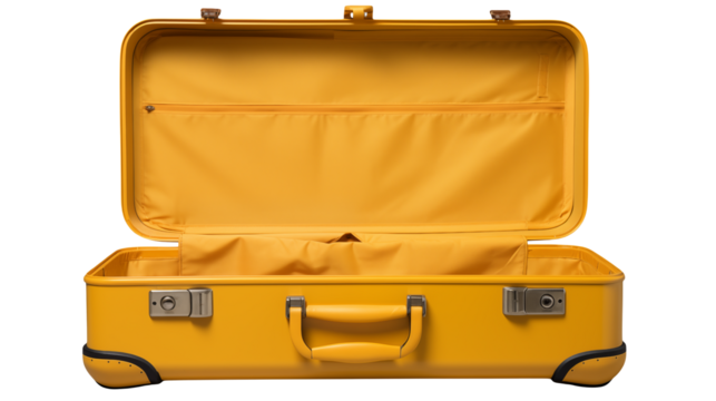 Empty Mustard Yellow Suitcase Ready for Travel