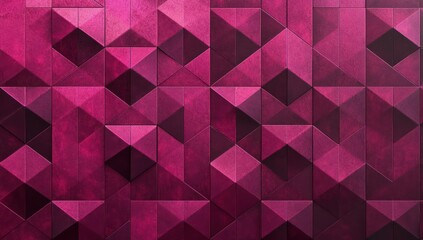 Fototapeta premium Stylish dark magenta geometric shapes on a wallpaper-like texture, 3D design.