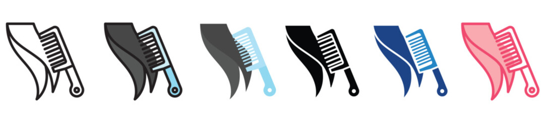 Hair Comb multi-style color icon, mini or small illustration, use for UI, UX, app and web development, digital or print. for health, beauty, personal care, body treatment.