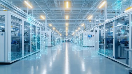 Modern Industrial Facility With Digital Overlay